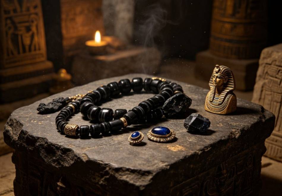 Black Gemstones: A Complete Guide to Meaning, Types, and How to Choose One Black Gemstones Onyx Jet And Sapphire In Ancient Artifact Style