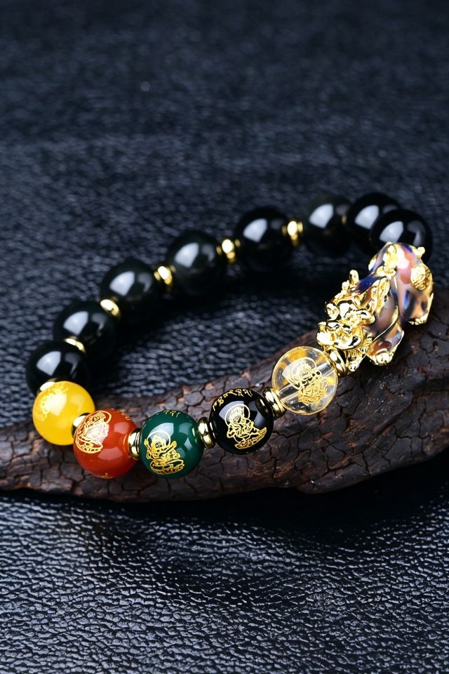 Black Obsidian Wealth Guardian Bracelet with Color-Changing Bead - Image 2