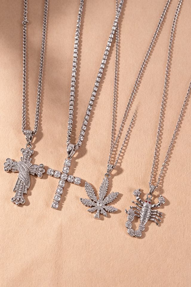 Hip Hop Full-Rhinestone Cross Necklace - Image 2