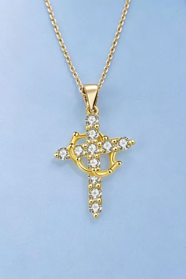 Luxury Crown Cross Necklace for Evening & Party