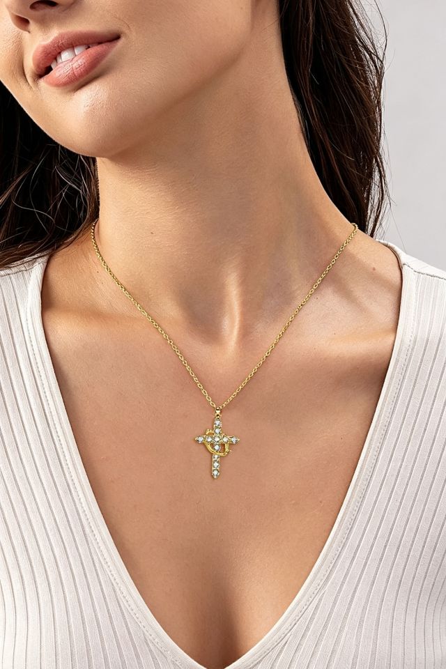 Luxury Crown Cross Necklace for Evening & Party - Image 2