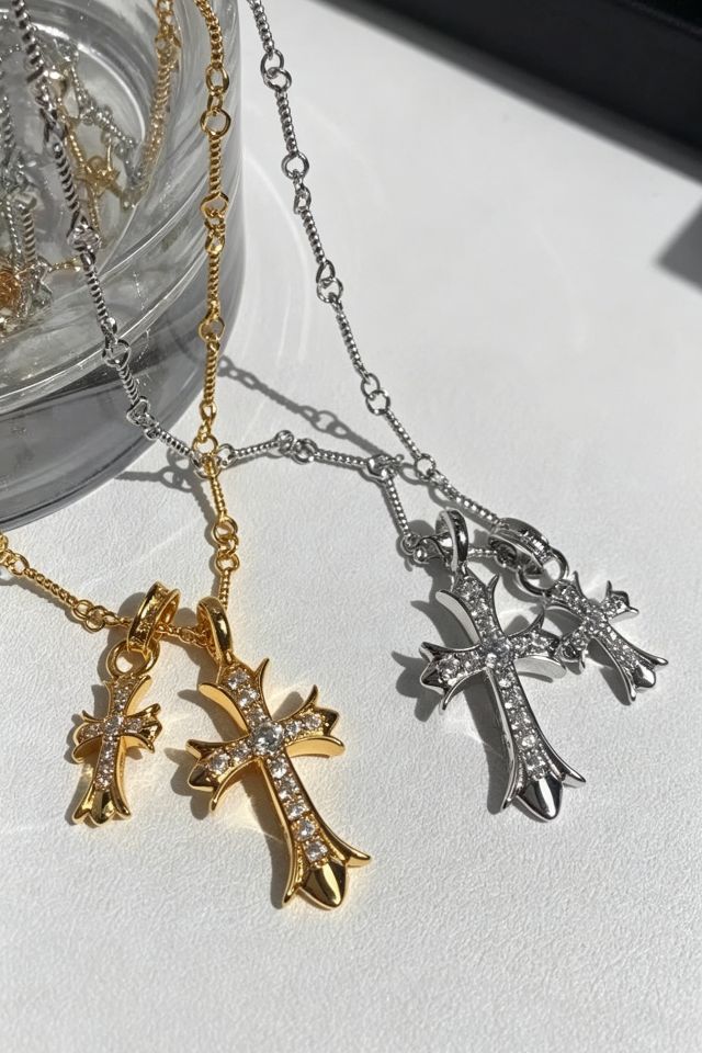 Punk Gothic Double Cross Necklace - Image 2