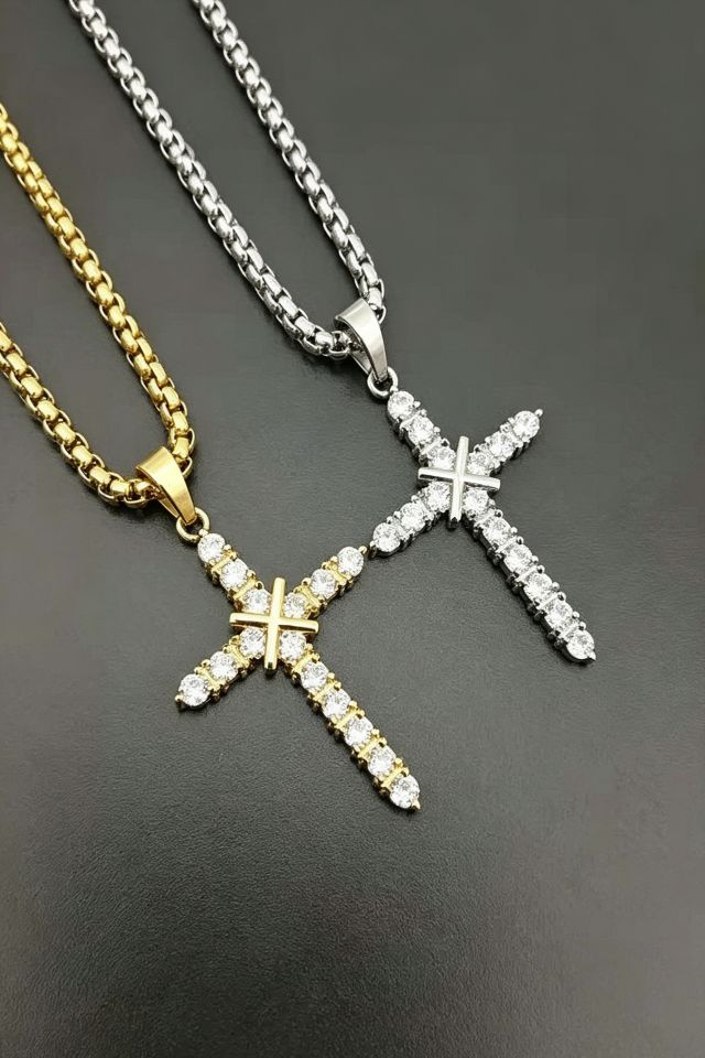Gold Titanium Cross Pendant for Hip Hop & Street Style - Image 2