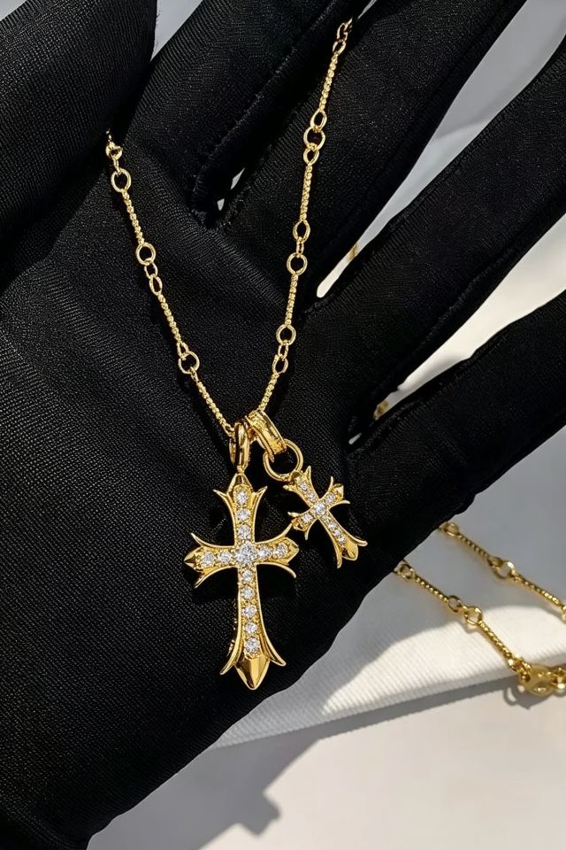 Punk Gothic Double Cross Necklace - Image 3