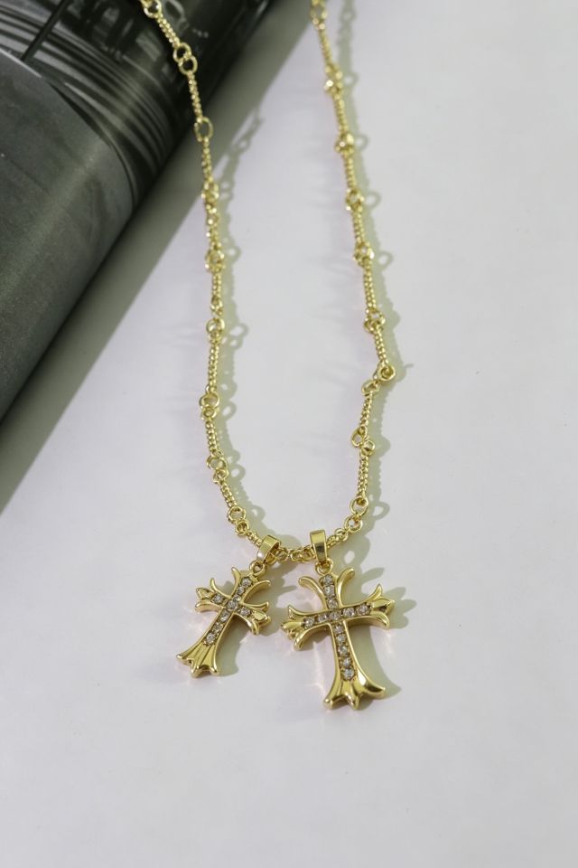 Punk Gothic Double Cross Necklace - Image 4