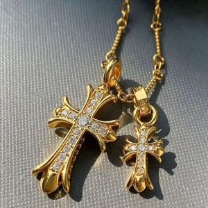 Punk Gothic Double Cross Necklace