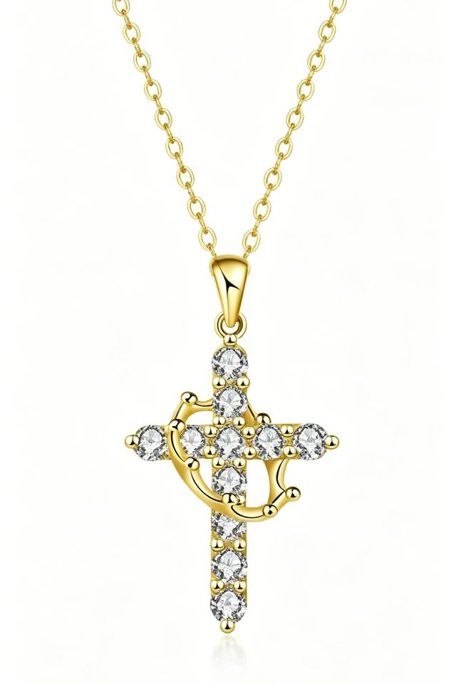 Luxury Crown Cross Necklace for Evening & Party - Image 4