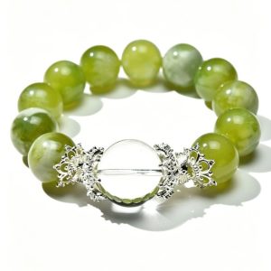 Green Grape Milk Crystal Bracelet for Joy & Positive Vibes