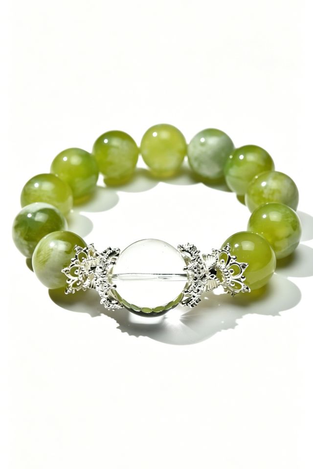 Green Grape Milk Crystal Bracelet for Joy & Positive Vibes