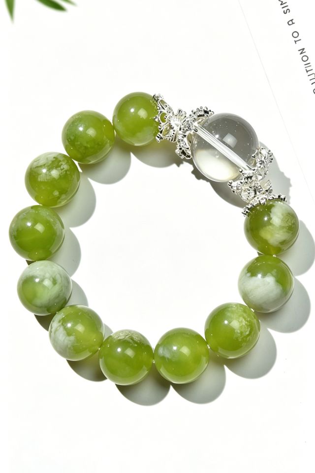 Green Grape Milk Crystal Bracelet for Joy & Positive Vibes - Image 4