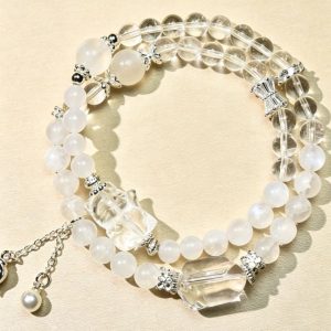 Moonlight Amethyst & White Phantom Healing Bracelet