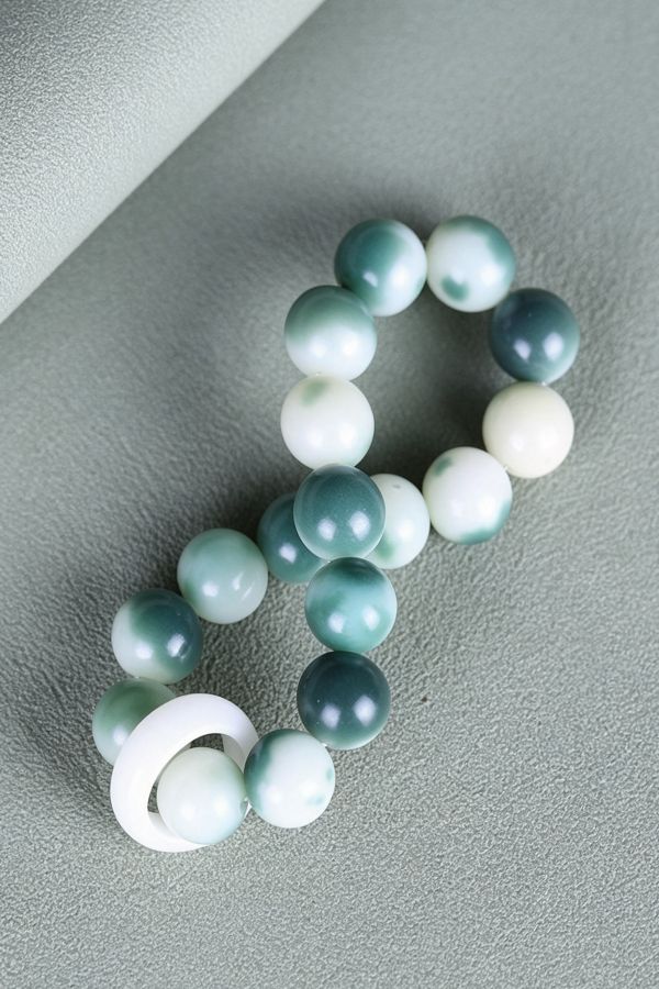 green white gradient bead bracelet Dunhuang Bodhi Mala Bracelet with Zen Heritage - Image 4