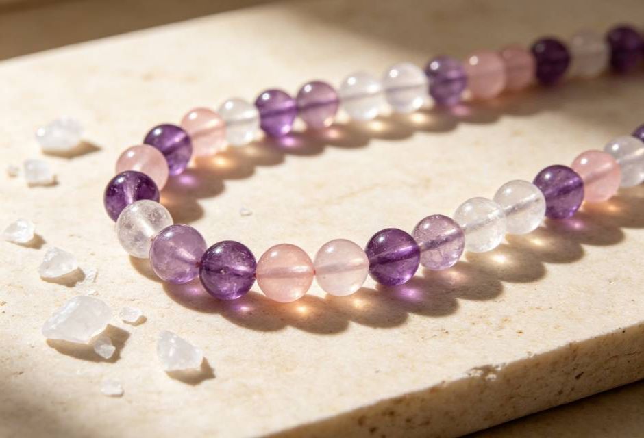 How to Choose the Right Mala Beads for Beginners amethyst rose quartz clear quartz gemstone mala