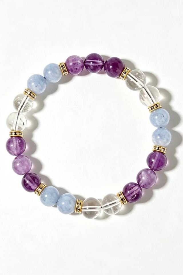 Crystal stretch bracelet white background Gentle Ice Crystal: Natural Mindful Bracelet - Image 3