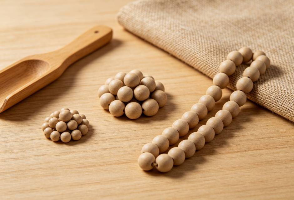 different sizes of mala beads