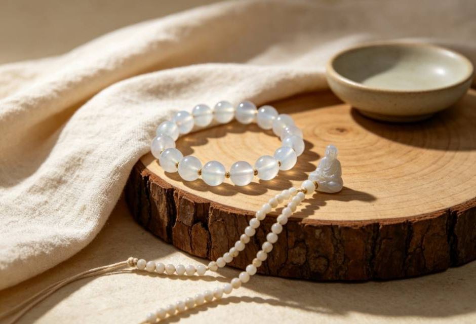 Moonstone vs Other White Gemstones: Differences, Meanings, and How to Choose the Right Gemstone moonstone meditation jewelry set
