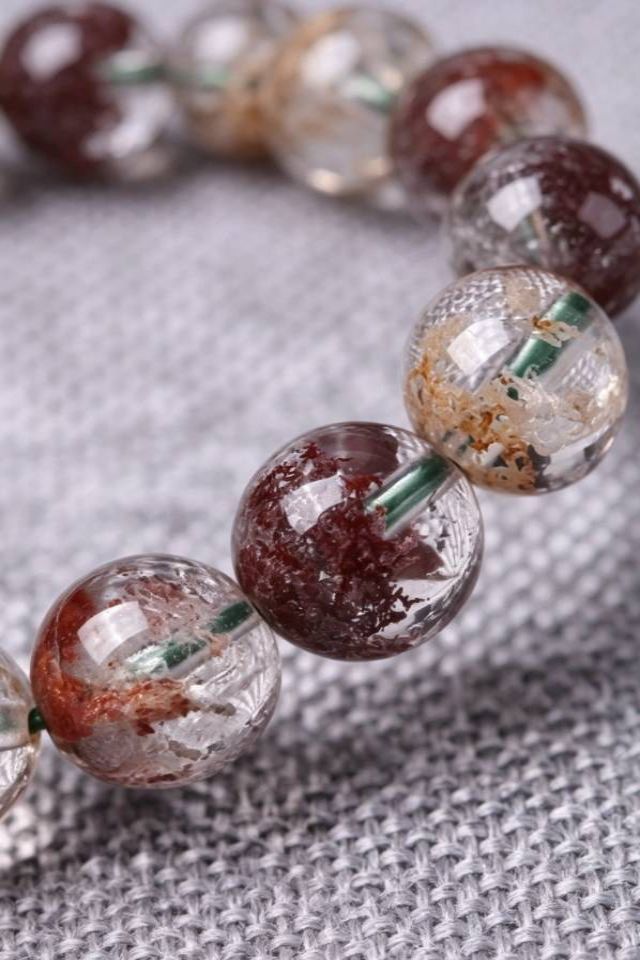 Moss agate bead bracelet detail Mystical Phantom Crystal Bracelet for Abundance & Zen - Image 3