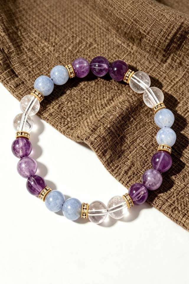 Multicolor crystal beaded bracelet Gentle Ice Crystal: Natural Mindful Bracelet - Image 4