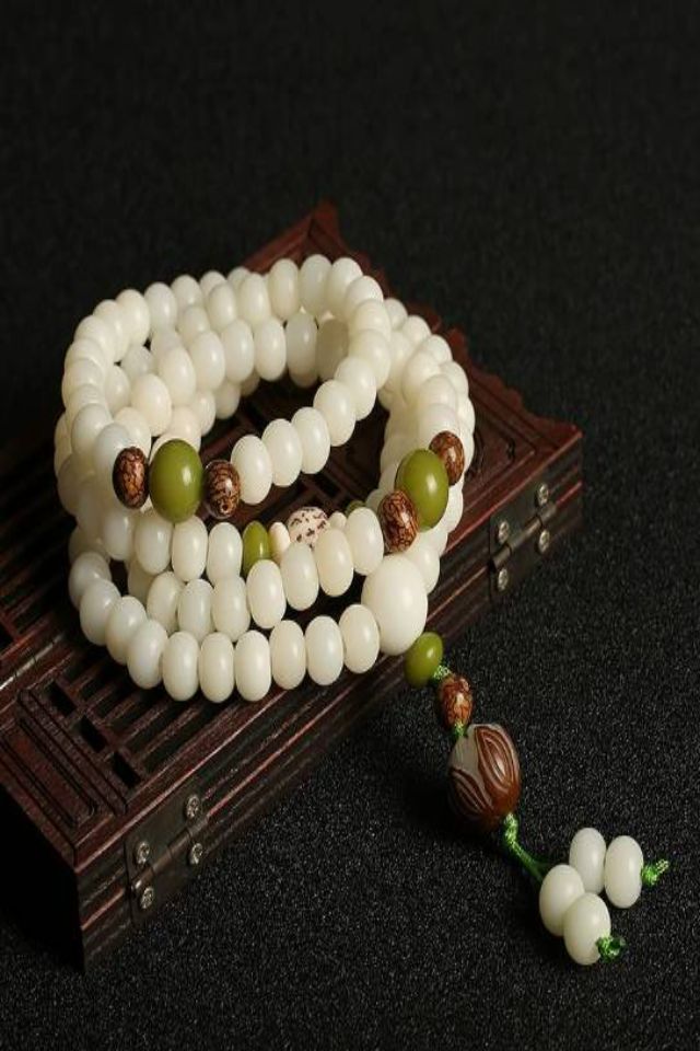 Multiple styled white bodhi seed malas White Bodhi 108 Mala: Zen & Mindful Connection