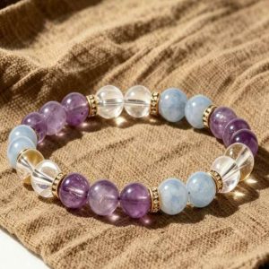 Handmade Crystal Mala Beads for Meditation & Zen Healing Gentle Ice Crystal: Natural Mindful Bracelet