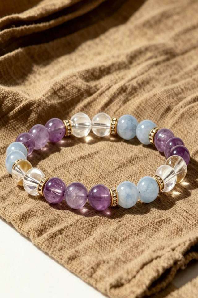 Purple clear blue crystal bracelet Gentle Ice Crystal: Natural Mindful Bracelet