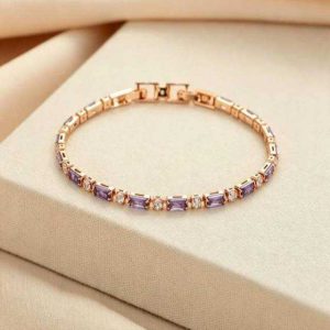Handmade Crystal Mala Beads for Meditation & Zen Healing Amethyst Elegance: Dainty Champagne Gold Crystal Bracelet