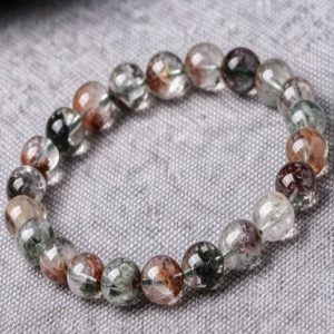 Handmade Crystal Mala Beads for Meditation & Zen Healing Mystical Phantom Crystal Bracelet for Abundance & Zen