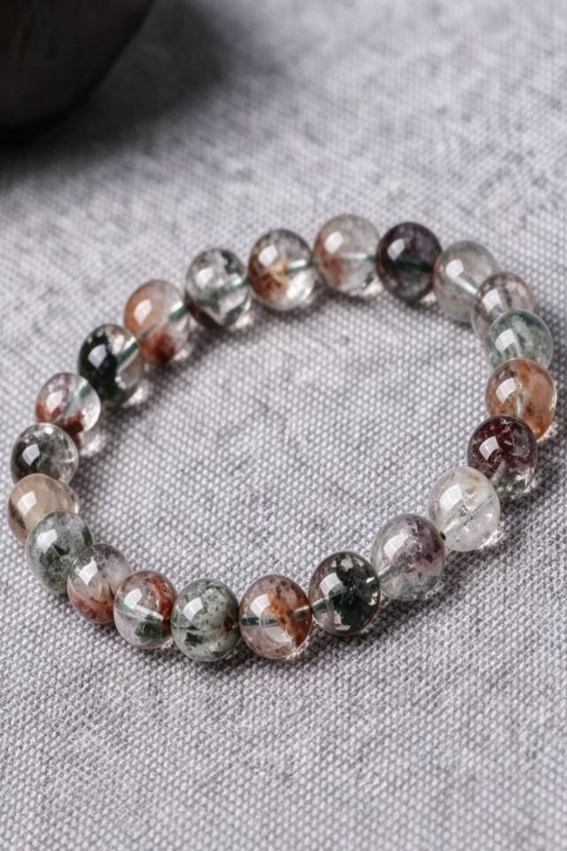 Rutilated quartz bracelet close-up Mystical Phantom Crystal Bracelet for Abundance & Zen