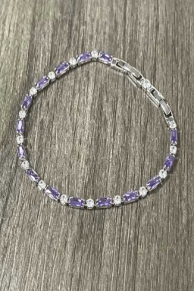 Silver purple crystal bracelet Amethyst Elegance: Dainty Champagne Gold Crystal Bracelet - Image 4