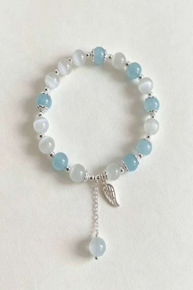 Silver wing pendant bracelet Summer Serenity Aquamarine Wing Bracelet - Image 2