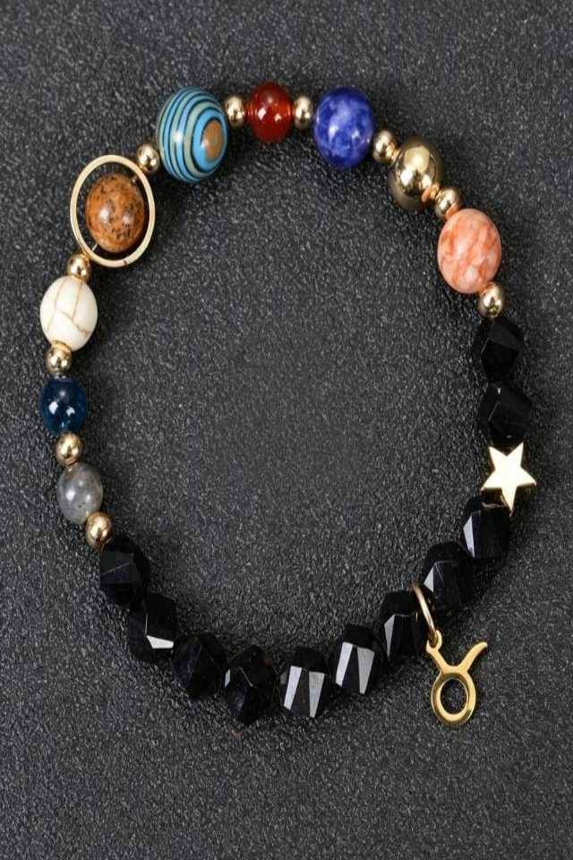 Taurus zodiac beaded bracelet Celestial Zodiac Obsidian Bracelet - Image 4